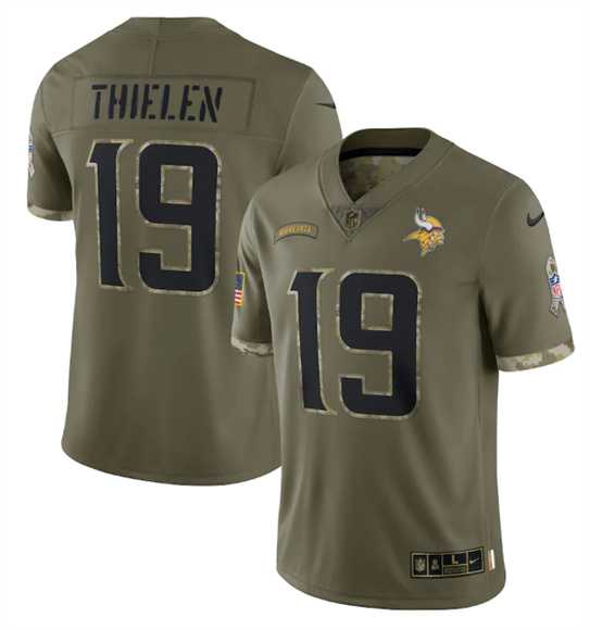 Men's Minnesota Vikings #19 Adam Thielen 2022 Olive Salute To Service Limited Stitched Jersey,We sell and wholesale Men's Minnesota Vikings #19 Adam Thielen 2022 Olive Salute To Service Limited Stitched Jersey on line form chian!